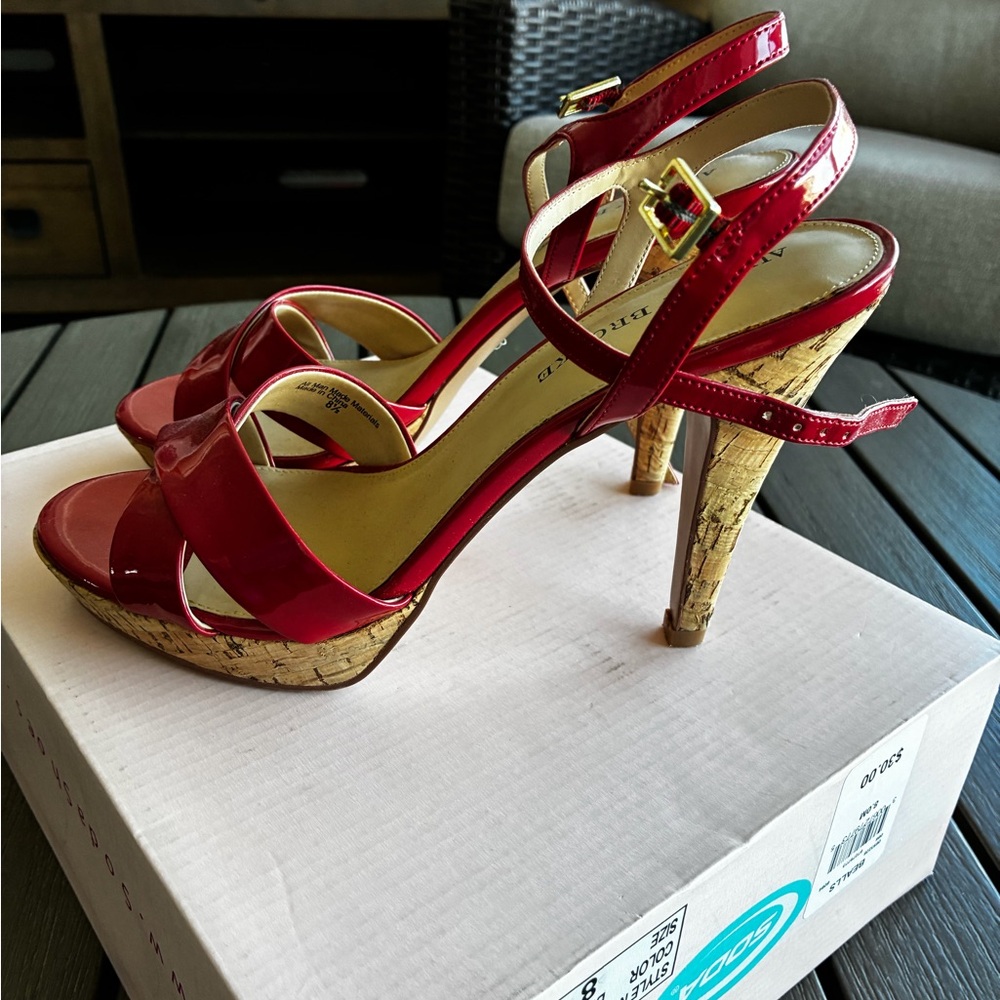 Audrey Brooke Red Patent Strappy Heels